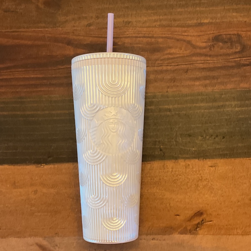 Starbucks White Tumbler with Pink Straw - Picture 3 of 3
